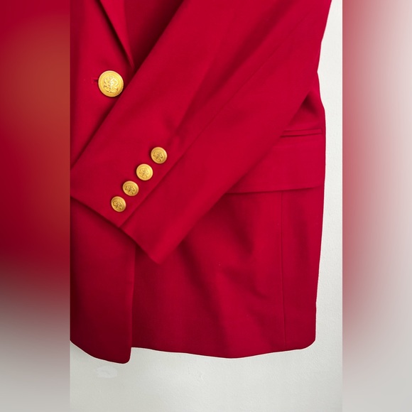 TALBOTS 100% Wool One Button Structured Blazer Jacket Red festive preppy 8P - Picture 5 of 9